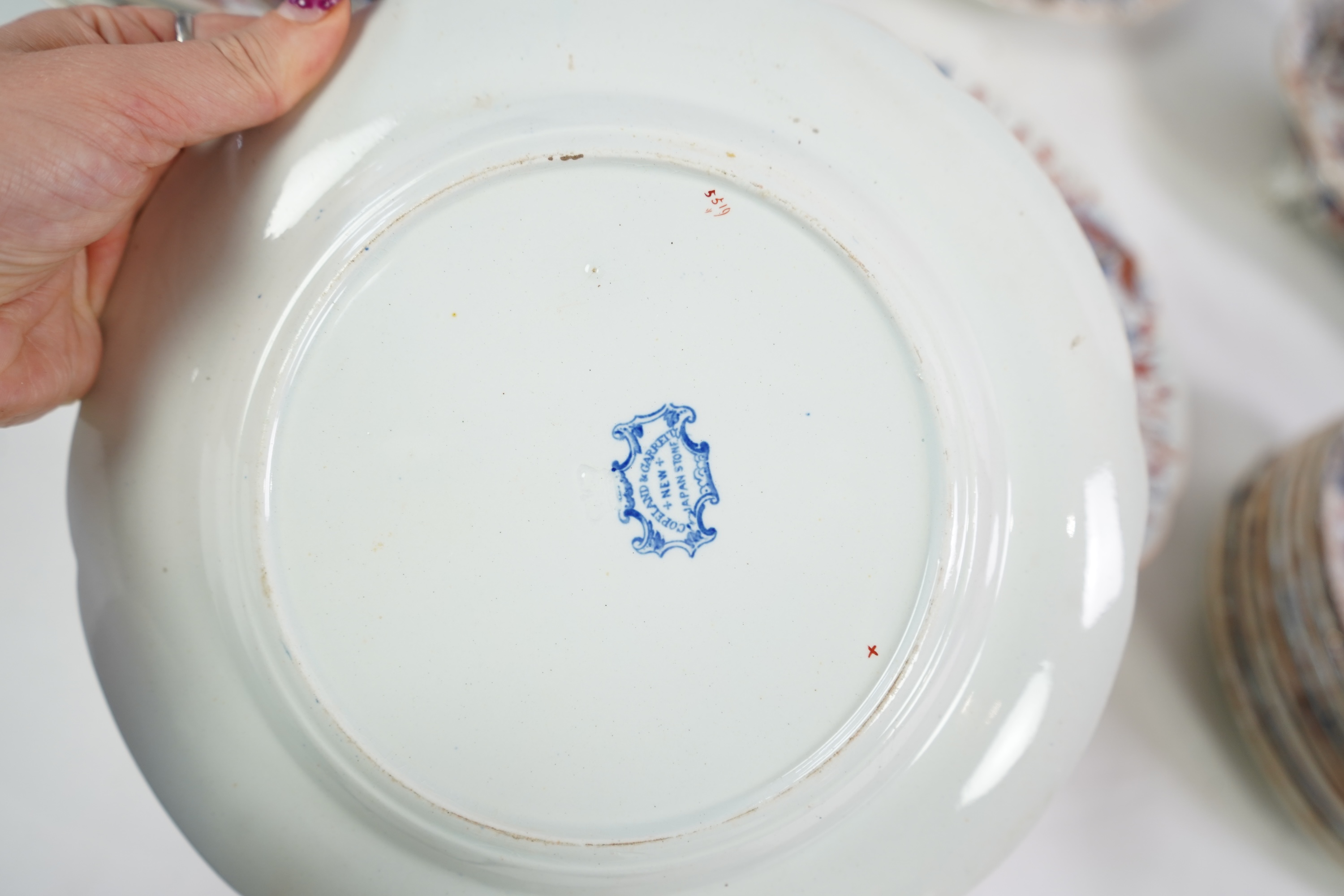 A Copeland & Garrett Imari pattern New Japan Stone part dinner service, c.1840